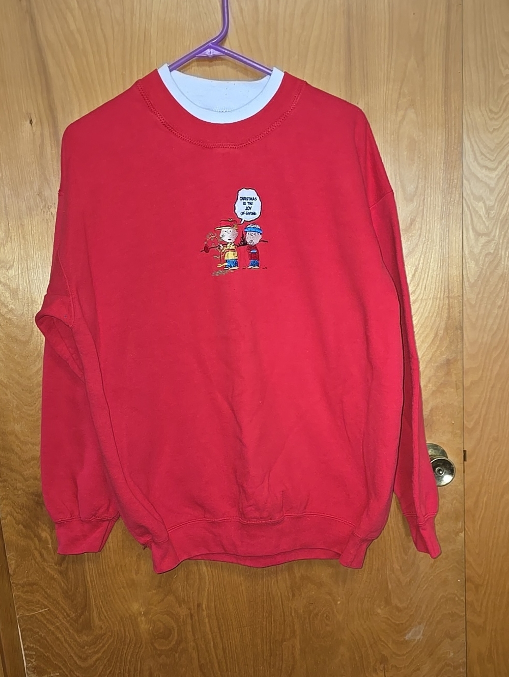 Peanuts Red Graphic Sweatshirt with Layered Collar
